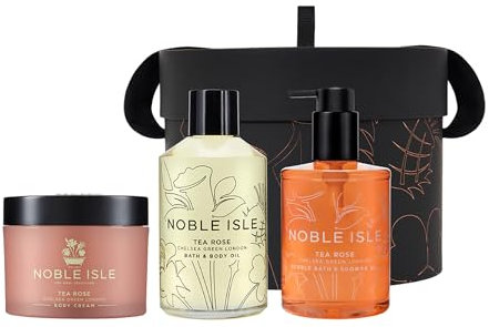 Noble Isle Tea Rose Eternal Rose Gift Set for Women & Men | Bath & Shower Gel, Body Cream & Bath Oil | Infused with Black Tea Leaves & English Rose Petals | Vegan & Cruelty Free - 3 x 250ml