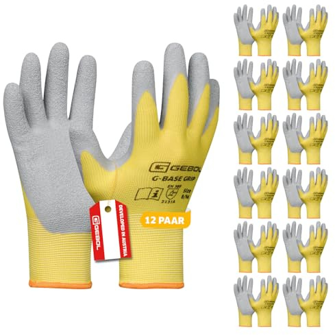 Gebol G-Base Grip Arbeitshandschuhe, 12 Paar, Gr. 10/XL, atmungsaktiv