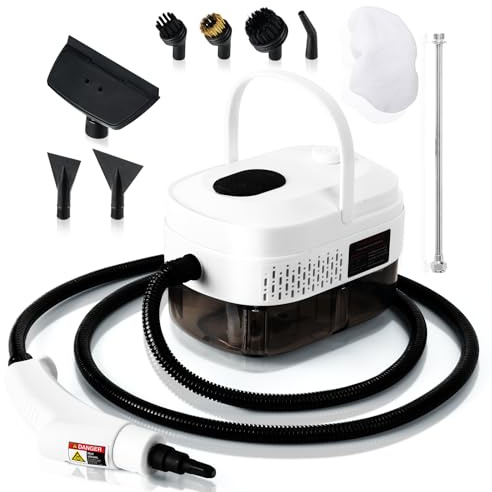 1L Handheld Steam Cleaner for Home and Kitchen Cleaning, 2500W 15s Fast-Heating & 3 Speeds, Portable Steam Cleaner Multi-Surface Deep Cleaning Supplies for Surface, Corner, Crevice (110V, White)