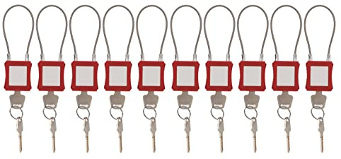 10 Stück Lockout Tagout Kabelschloss mit Schlüssel - Edelstahl Elektrisches Vorhängeschloss für Sicherheit und Wartung von Geräten