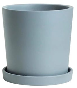 Huangj-0527 flowerpots Greyish Blue Round Flower Pot, with Saucers Trays and Drainage Hole, Desktop Ceramics Plant Pot, for Bedroom Windowsill Garden ceramic plant pots