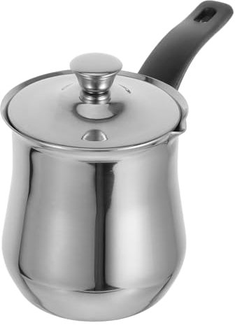 UKCOCO 1pièce Cafetière Turque Acier Avec Couvercle Et Poignée Pour Préparer Café Thé Lait Et Compatible Avec Plaques à Induction Et Stovetop