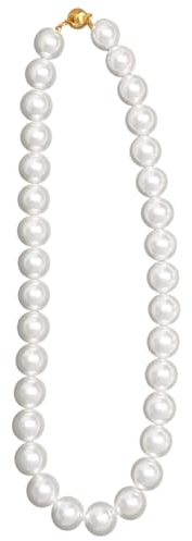 Collana con ciondolo di perle bianche, perle da 12 mm, lunghezza 17,7 cm, chiusura adesiva, elegante gioiello per matrimoni e occasioni speciali