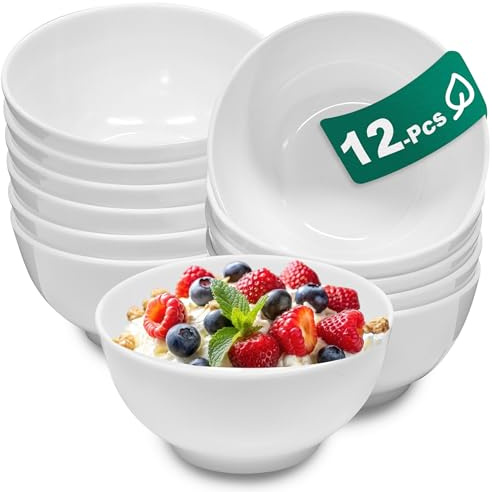 Juego De 12 6 Pulgadas Tazones De Cereal - Tazones De Sopa Blancos Irrompibles Ligeros De 26 Oz Lavavajillas Seguro Para Fruta Ensalada Cocina Ramen Mezcla Regalo Para Boda Hogar Uso Cotidiano