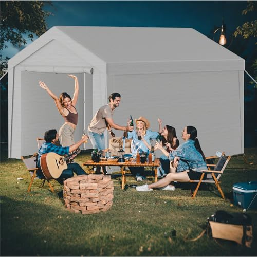 Kidsgigglz Carport, 3 x 4 m, tonnelle, tente de garage, tente de stockage, tente de pâturage, tente de pâturage, tente pour appareils, tente de pâturage, tente d'outils, tente de jardin, tente