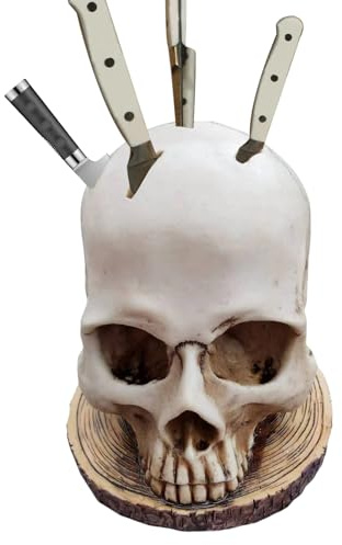 Porte-couteaux tête de mort - Porte-couteaux avec tête de mort | Étagère de rangement de fruits - Support de cuisine en forme de tête d'horreur, bloc de cuisine