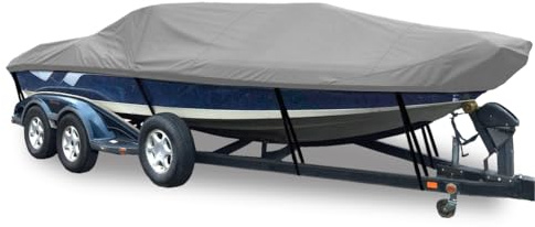 Lltdnze Telo Copri Barca Resistente Copertura per Barca 600D Impermeabile e Resistente ai Raggi UV, Adatto per Barche da Pesca e Sci con Scafo a V,Grigio,11~13FT: 420x270cm