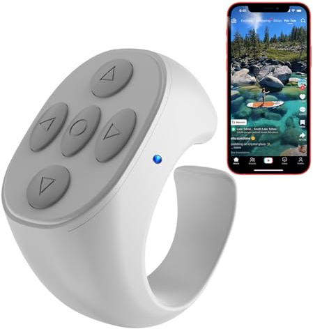 Fingerspitzen Scrolling Ring, Page Turner für Tik Tok iPhone iPad, Bluetooth Kabellose Fernbedienung Finger Scroller, Tragbare Handheld Bluetooth-Maus für iOS, Android Handys,Tablets
