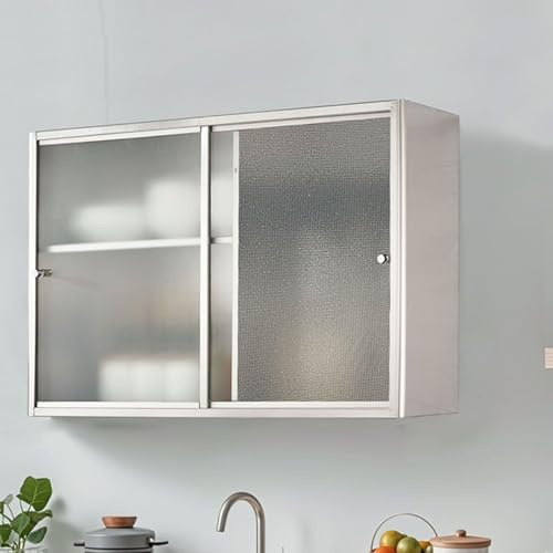 Vestiaire Metallique Armoire De Rangement Cuisine Étagères Réglables Porte Coulissante avec Glissières Silencieuses for Les Salons Et Les Salles De Bains Armoire De Toilette(50 * 31 * 14cm)