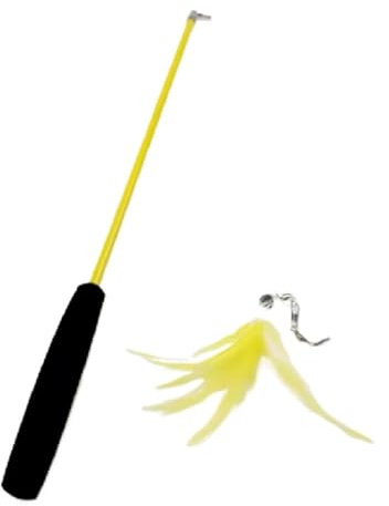QWWQYDY Katzenangel Katzenangelstab, dreiteilige Teleskop-Angelrute, lustiger Fangstab for Kätzchen, interaktives Spielzeug(Yellow)