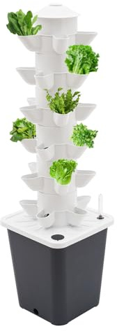 Deurqund Tour hydroponique Aeroponic Tower Garden - 30 plantes - Système de culture sans terre à 6 niveaux pour l'intérieur - Réservoir d'eau de 10 l - Pompe et accessoires inclus - Idéal pour légumes