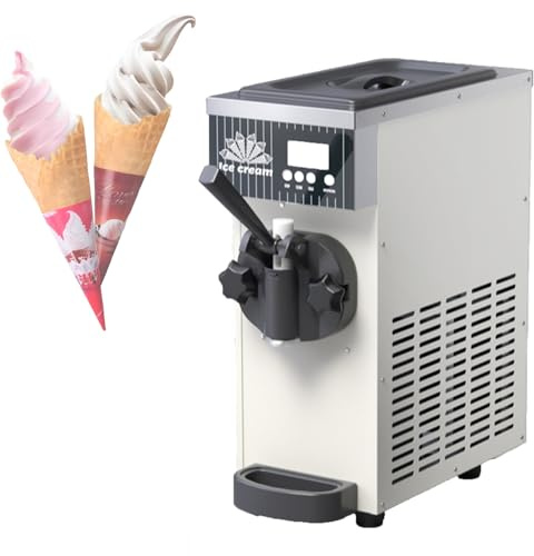 Soft Serve Ice Cream Machine, Commercial Countertop Ice Cream Machine, 4-5 Kg/H Yield, Lcd Panel, Auto Clean, for Restaurants & Dessert Shops White