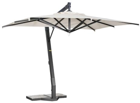 Danieli Ho.Re.Ca. - Malibu Ombrellone Professionale Decentrato da Giardino 2x3 m, Braccio Laterale in Alluminio Antracite, Telo Rettangolare Idrorepellente 100% Acrilico Ecrù