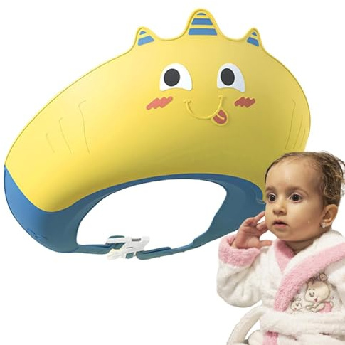 Cuffia da bagno per bambini: materiale PP + TPE da 25 x 22 x 8 cm, circonferenza della testa regolabile, resistente al calore, protezione contro acqua e shampoo, design unico