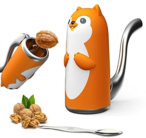 POWEROY Nutcrackers for Nuts, Cartoon Squirrel Design, Made of Alloy, Nut Cracker Pecan Walnut Plier is Suitable for Cracking Almonds, Pecans and other Nuts.Yellow