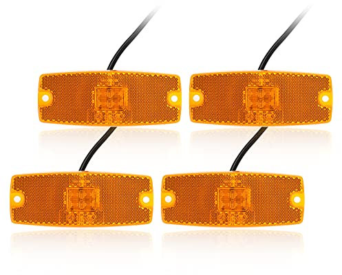 Qiping 4 pcs luces galibo remolque ambar 12v 24v led impermeable luz de galibo auto caravana luz posición indicadora naranja con marca E4 para camión, furgoneta