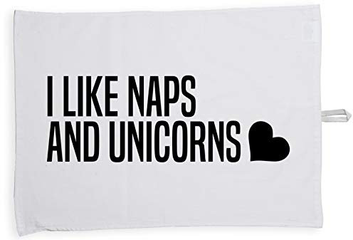 Hippowarehouse I Like Naps And Unicorns Tea Towel Eco Printed Dish Cloth Kitchen accessory 50cmx70cm 100% Cotton