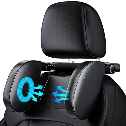 Aipwerer Poggiatesta Auto,180°Regolabile Telescopico Smontare Dell'auto Supporto Per Il Collo Dormire Poggiatesta Laterale,Adatto Per Il Supporto Della Testa di Adulti e Bambini (Nero A05 PVC)