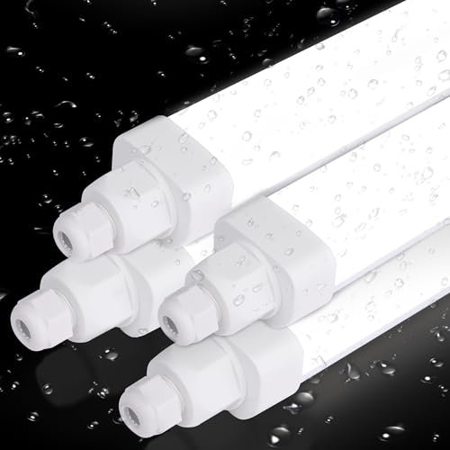 Allesin Premium 120lm/w, [4er Pack] Feuchtraumleuchte LED 150CM, 45W 5400LM Led Röhre, Neutralweiß Reihenschaltung Kellerlampe IP65 Wasserfest Werkstattlampe Leuchtstoffröhre Leuchte