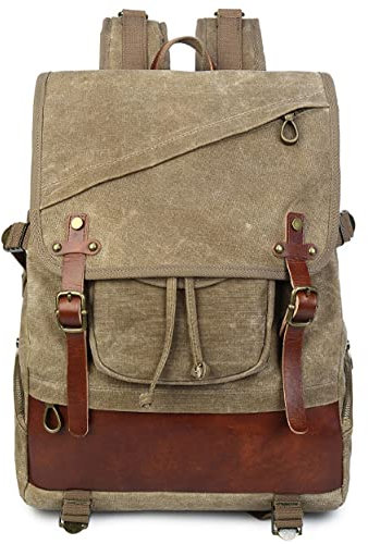 35L Große Kapazität Student Tasche Outdoor Wasserdicht Canvas Seesack Retro Reiserucksack Khaki