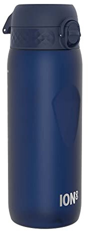 ion8 Trinkflasche, 750ml, Auslaufsicher, Einhandöffnung, Sichere Verriegelung, Spülmaschinenfest, BPA-frei, Tragegriff, Klappdeckel, Handgeformter Griff, Leicht zu Reinigen, Klimaneutral, Marineblau