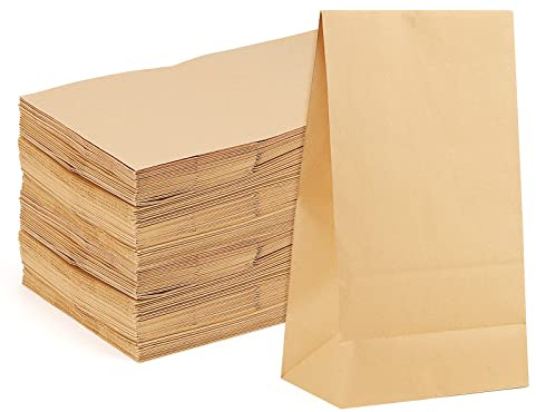 JOIKIT 100 Stück 32 x 18 x 11 cm große braune Papiertüten, Kraftpapier Sandwich Tüten, Papier Lebensmittelbeutel für Geburtstagsparty, Hochzeit