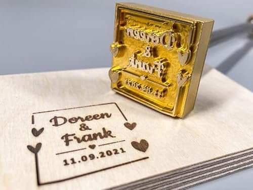 Dein Brandstempel elektrischer Schriftzug im Motiv Hochzeit für Holz, Leder, Pappe - personalisiertes Brandeisen für Geschenke, individueller Wedding Brennstempel in 40 x 40 mm