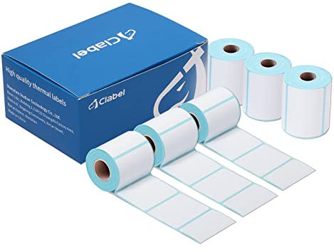 CLABEL 6 Rollen Weiß Etikettenband für 220B 221B 230B 320B Etikettendrucker selbstklebend Thermo Etiketten für Etikettiergerät Schriftbänder Ersatz geeignet für Haus Büro Schule (40 * 30mm)