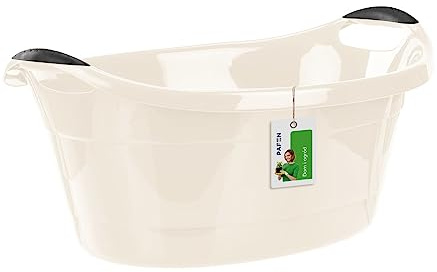 Oval Wäscheschüssel 25L Universal-Schüssel – 61,5 x 43 x 26,5 cm- Schüssel für Wäsche Spülschüsseln Starke Wäschewanne aus Stabilem Kunststoff | Beige