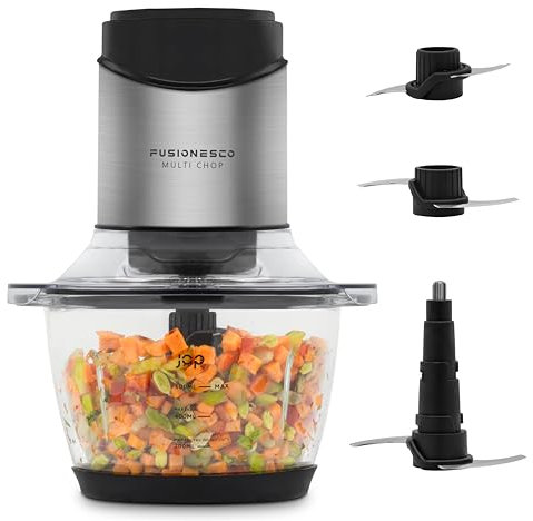 JAP Multi Chop Hachoir Électrique - Hachoir a viande - Blender - Mixeur soupe - Pour Hacher Viande, glaçons, Oignon, Herbes, Fruit Sec Rapide et Sans Efforts - 1.2L, 400W - Avec 6 lames en titane