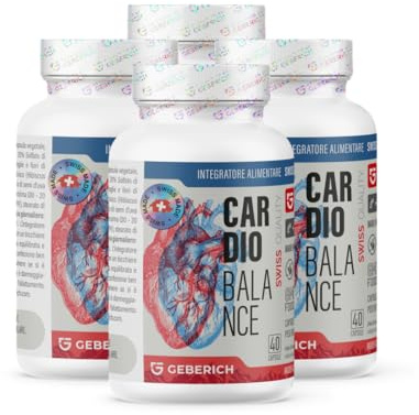 (4 pacchi) Capsule Cardiobalance | Salute del Cuore | Estratto Mirtillo Rosso 450mg + Coenzima Q10 + L-Arginina | Formula Cardiovascolare con Vitamina B1, B6, B9, Magnesio | 40 Capsule