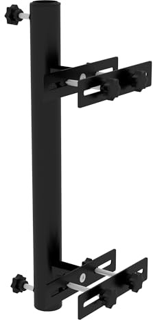 Outsunny Piède Parasol Balcon Pince Réglable Garde-Corps Support Mât 48mm 38mm Métal Noir 21L x 14L x 58Hcm