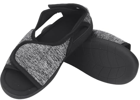 FakeFace Chaussons Diabétiques Femme Homme Pantoufle Œdème des Pieds Enflés Bout Ouvert Chaussures Orthopétiques Ajustable pour Personne Âgée Arthrite