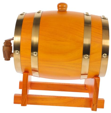 PRETYZOOM Barriles de Madera para Decoración Capacidad de 1.5l, Dispensador Multipropósito Grifo y Base de Madera Adecuado para Whiskey y Bebidas en Fiestas y Restaurantes