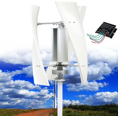 Fablestoryem Turbina Eólica Doméstica Vertical de 14000W, 3 Palas, Kit de Turbina Eólica en Espiral, Turbina Eólica Trifásica con Controlador, para Equipos de Energía Industrial,White-220V