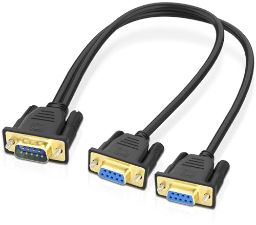 MEIRIYFA DB9 RS232 Serial Y Splitter Kabel, DB9 9Pin 1 Stecker auf 2 Buchse RS232 Serielles Splitter Adapter Draht gerade durch für PC-Modem, PDA - 50CM
