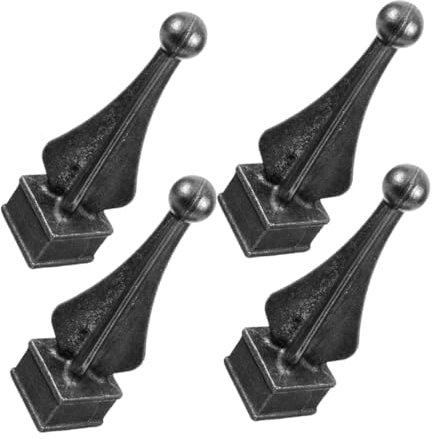 MAGICLULU 4pcs Cast Iron Fence Finial Tops Decorative Metal Gate Post Caps for Garden Yard Patio Outdoor Fence Post Toppers European Style Sturdy Black