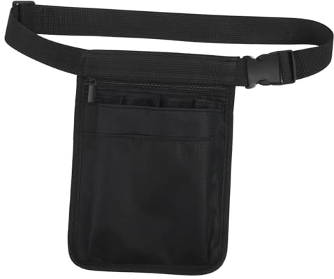 Healeved Nurse Waist Bag Fanny Pack Wear-Resistant Oxford Cloth Multiple Pocket Compartments for Doctors and Gardeners Suitable for Medical Use and Gardening 25X19X1Cm Black