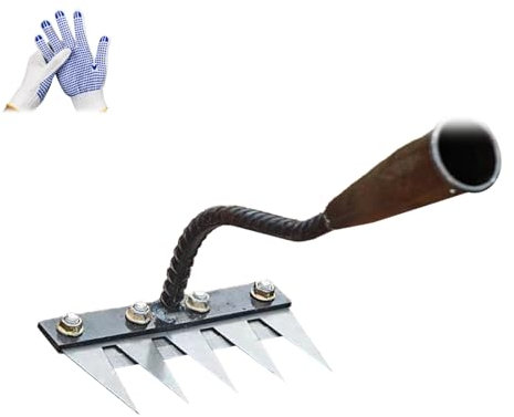 Rastrello da giardino in ferro resistente, scarificatore per rimuovere le erbacce, strumento di livellamento del prato durevole, strumento di diserbo 2.0, design rinforzato per paesaggistica, cortile