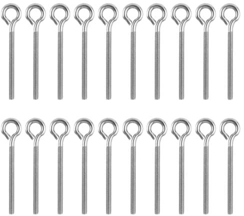 20 Pièces M5 Boulon a Oeil, Boulon à Anneau M5, Vis à Anneau en 304 Acier Inoxydable, Étanches et Inoxydables, 65 mm Vis a Oeil Tige Longue pour Fixation, Suspension Intérieure et Extérieure