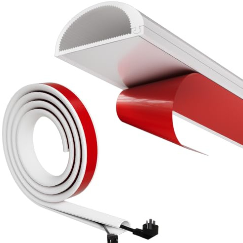 Kabelkanal Weiß Selbstklebend Flexibel Halbrund zum 2-3 Kabel Verstecken | Kabelschacht Weiss,Kabelkanal TV Wand,Kanal Kabelabdeckung,Kabelkanäle Wand,Kabelleiste Kabeltunnel Rund,Cable Hider,2M