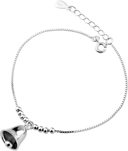 BNCXMO Manschette Armreifenkette, ordnungsgemäßes Silberarmband, Frauen 925 Sterling Silber Armband Einstellbare exquisite Glockenarmband -Damen Silber Armreif