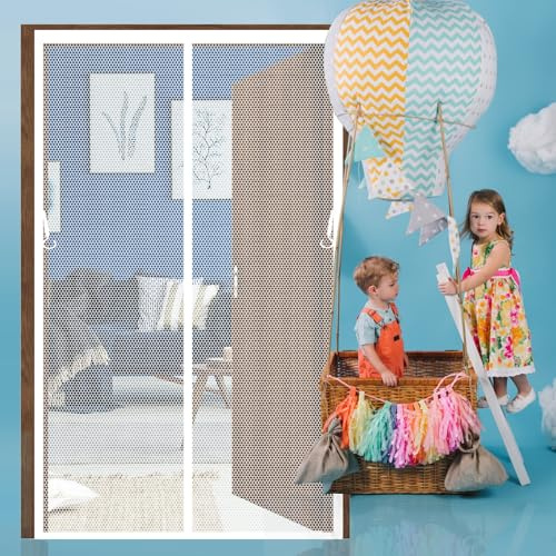 Magnetic Fly Screens 133 x 203 cm Easy to Install Without Drilling, Keep Bugs Out Lets Fresh Air in Magnetic Fly Insect Screen Door for Sliding Door Patio, White