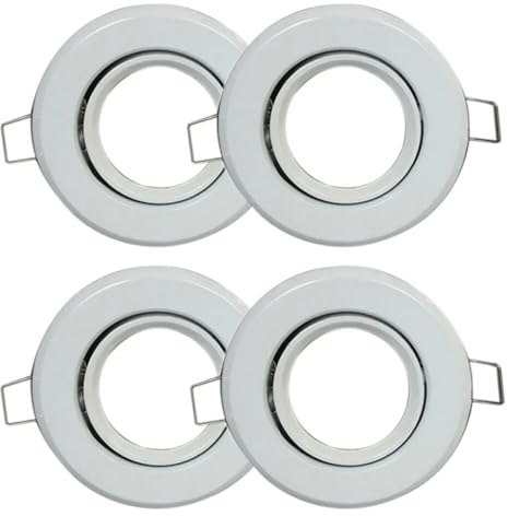 RUEHALF Kit d'éclairage MR11 brossé 4 pièces avec trou de 50 mm et 60 mm, boîtier de luminaire encastré GU4 face satinée vers le bas, accessoires(White Face)