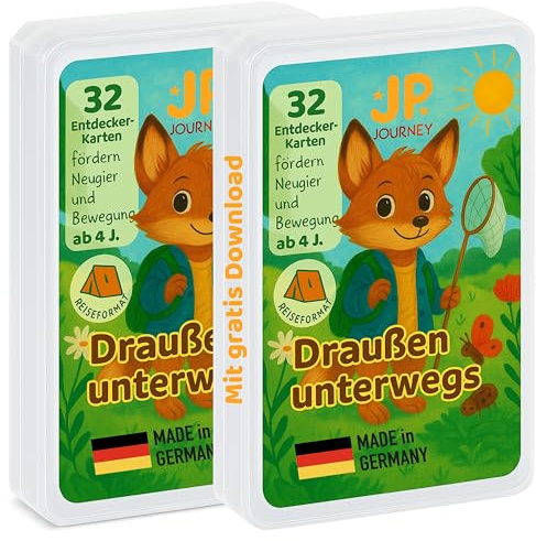 Entdeckerkarten für Kinder ab 4 Jahren – Doppelpack – 2 x 32 Outdoor-Aufgaben zum Forschen & Entdecken in Wald, Park & Garten I Natur-Spiel für Mädchen & Jungen I Lernspiel & Geschenk I Reiseformat