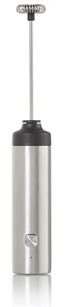 AdHoc Moro Rechargeable Electric Milk Frother, Powerful One Touch Handheld Milk Foamer/Sauce Frother/Drink Mixer, Stainless Steel/Plastic, Removable Whisk, Silver