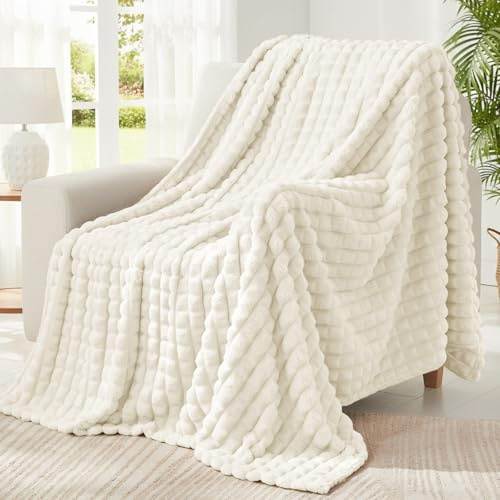 BEDELITE Kuscheldecke Flanell Flauschig, Creme Weiß, 150 x 200 cm