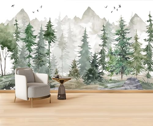 MWSSEGGE Papier Peint Panoramique Nature Arbres Jungle Forêt Tapisserie Murales Pour Fille, Garçon Décoration Murale Papier Peint Chambre Enfant