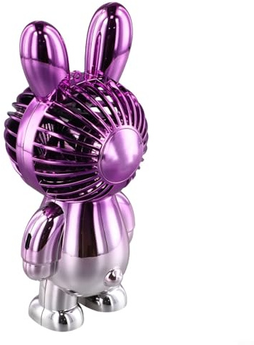 Honseadek Portable Mini Fan, With Lighting Gradient Color, Rabbit Shape Desktop Fan, With 2 Speed Settings USB Cable, For Home Travel Outdoor Activities (Purple)