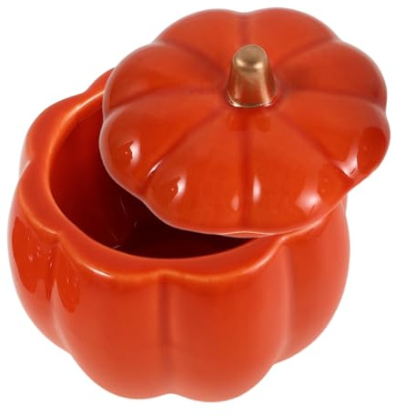 ZUNOXAZ Bol Céramique Citrouille avec Couvercle Pot pour Cuisson Bol à Soupe Compact et Décoratif pour Halloween et Thanksgiving pour Desserts et Plats Vapeur